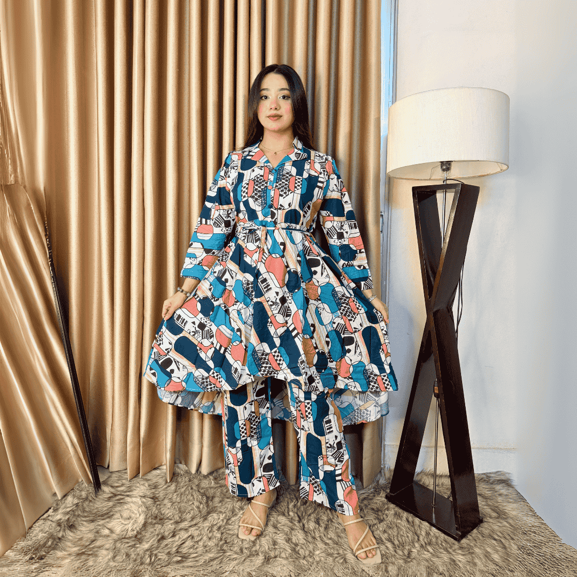 China Lilen Fish Cut 2 piece multi white চায়না লিলেন ফিশ কাট টু পিছ - China Lilen Fish Cut 2 piece - Image 1